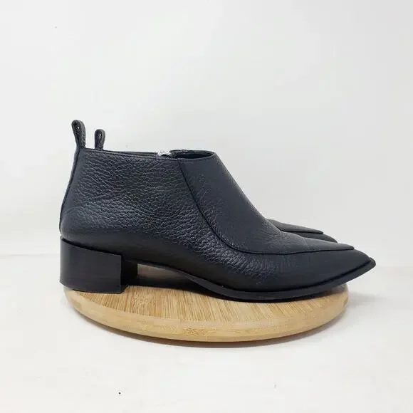 Everlane The Boss Bootie Womens 7 Black Leather Pebbled Pointed Toe Ankle Shoes - Picture 7 of 14